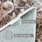 2x6 Washable Runner Rugs for Hallway: Easy-to-Clean Abstract Runners for Entryway Bedroom - Stain and Water Resistant Rugs with Non-Slip Backing - Soft Low-Pile Carpet Brown Khaki White