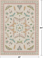 Butterfly Area Rugs 5x7 for Baby Nursery, Cute Light Pink Rugs for Bedroom Girls, Living Room, Kids Room Playroom Reading Corner, Washable Ultra Soft Stain Resistant Floral Floor Decor