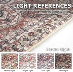 KOZYFLY Runners for Hallways 2x12 Ft Extra Long Washable Kitchen Runner Rug Boho Entryway Rug for Hallways Indoor Printed Faux Wool Stair Runner Carpet for Stairs Kitchen Hall, Terracotta/Beige
