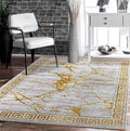 GLORY RUGS Area Rugs Marble 4x5 Cream Gold Carpet Modern Abstract Rug Living Room Dining Bedroom Rug