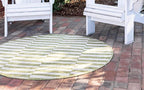 Unique Loom Outdoor Striped Collection Area Rug - Striped (4' 1" Round, Green/Ivory)