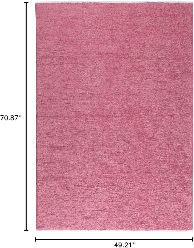 Alfa Rich 4x6 Dark Pink Washable Area Rugs for Living Room Bedroom Kitchen Girls Cotton Decor Rug