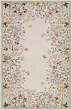 Wonnitar Washable 4x6 Rug for Bedroom, Floral Print Area Rug for Living Room, Non-Slip Entryway Throw Mat, Low Pile Botanical Area Rug Floor Carpet for Bedside (Beige,4'x6')