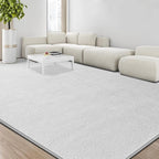 Large Area Rugs for Living Room Bedroom, 6x9 Feet White Rug, Minimalist Modern Shag Rug, Soft Thick Comfy Memory Foam Indoor Carpet, Non-Slip Washable Rug for Boys Girls Dorm Nursery Room Home Decor