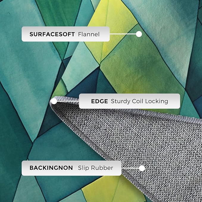 5x6 Geometric Zigzag Rugs for Bedroom Decor, Washable Green Chevron Pattern Area Rug, Living Room Home Decoration, Non Slip Soft Thin, Modern Abstract Geometry Decor Carpet PF-P 49