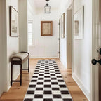 EVERGRACE Checkered Plaid Area Rug 2x10, Soft Fuzzy Faux Wool Rugs Washable Anti Slip Rugs Long Runner Rug Carpet for Entryway Bedroom Living Room Hallway Kitchen Dining Room and Laundry Room, Black