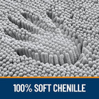 OLANLY Bathroom Rugs 50x30, Extra Soft Absorbent Chenille Bath Rugs, Rubber Backing Quick Dry, Machine Washable Bath Mats for Bathroom Floor, Tub and Shower, Home Decor Accessories, Light Grey