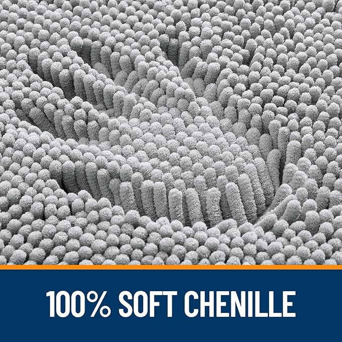 OLANLY Bathroom Rugs 47x32, Extra Soft Absorbent Chenille Bath Rugs, Rubber Backing Quick Dry, Machine Washable Bath Mats for Bathroom Floor, Tub and Shower, Home Decor Accessories, Light Grey