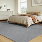 Solid Washable Area Rug - 9x12 Medium Pile Faux Cashmere Carpet for Living Room Bedroom, Grey