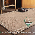LUMI Handwoven Jute Door Mat, Non-Slip Durable Entryway Mat with Anti-Slip Mat for Hard Floor, Front Door Mats for Home Entrance, Patio, 47"x71", Knit Jute