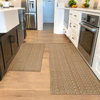 Kitchen Rugs,Kitchen Mats for Floor,Non Slip Washable 20"x 30"+20"x 48" Neutral Braided Rug,Faux Jute Rug with Non Slip Backing for Kitchen,Solid,Easy Clean,Area Rugs Sets of 2Pcs,Light Brown