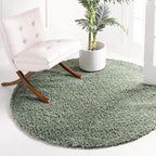 Unique Loom Davos Shag Collection Area Rug - Solid (2' Round, Sage)