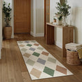 2x6 Runner Checkered Rug for Hallways Colorful Washable Long Carpet Non-Slip Low Pile Boho Indoor Accent Throw Rug for Entrance Kitchen Bedroom Dining Laundry