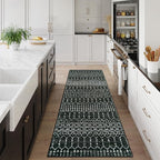 Lahome Moroccan Runner Rugs for Hallway 2x10, Long Kitchen Rugs Runner Washable Ultra-Thin Non Slip Carpet, Soft Modern Geometric Print Carpet for Entryway Stair (Black, 2'x10')