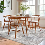 Modern Abstract 6x9 Living Room Washable Rug Non-Slip Soft Bedroom Area Rug Beige Grey Neutral Thin Print Faux Wool Floor Carpet Throw Rugs for Nursery Playroom Dining Room Indoor Office