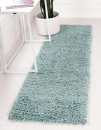 Unique Loom Davos Shag Collection Area Rug - Solid (2' 7" x 16' 5" Runner, Aqua)