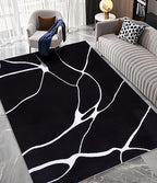 YIHOUSE Modern Washable Area Rug for Living Room Bedroom - Large Abstract Black and White Rug Non-Slip Ultra-Thin Home Decor (Dark Warping, 6'x9'ft)