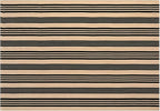 Black and Khaki Striped Rug 5'x7', Washable Outdoor Rugs Cotton Hand Woven Front Porch Rugs, Reversible Patio Rug Foldable Large Throw Rugs for Living Room Home Entrance