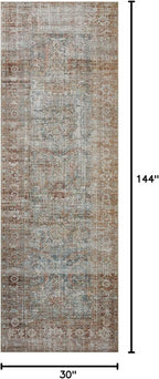 Loloi Chris Loves Julia Jules Collection JUL-05 Lagoon/Brick 2'-6'' x 12'-0'', .13" Pile Height, Runner Rug