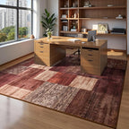 DweIke Washable Area Rugs for Living Room, 6x9 Large Bedroom Rugs, Geometric Print Non Slip Low Pile Indoor Throw Carpets for Bedroom Apartment Dining Room Home Office Hardwood Floor, Red
