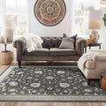 EVERGRACE Area Rugs for Living Room 8x10, Boho Floral Faux Wool Indoor Outdoor Rugs, Washable Rugs for Bedroom Dining Room Entryway Kitchen, Low Pile Floor Mat Carpet for Home Decor, Ebony Black