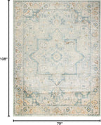 Nourison Home Astra Machine Washable Light Blue 6'7" x 9' Area Rug - Easy Clean, Non Shedding, Bed Room, Living Room, Dining Room, Kitchen (7' x 9')