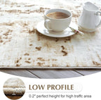FMFUNCTEX 10x14 Washable Abstract Area Rug Brown Beige Neutral Modern Large Non Slip Carpet for Living Room Bedroom Soft Accent Low Pile Indoor Mat Accent Throw Rug for Dining Kitchen Office Nursery