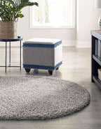 Unique Loom Solid Shag Collection Area Rug (5' 1" x 8' Oval, Cloud Gray)