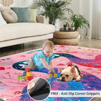 Cartoon Peacock Rug Large - 6x9 Rug, Colorful Peacock Washable Rugs for Living Room, Floral Botanical Carpet, Boho Non-Slip Area Rugs for Bedroom, Peafowl Carpet - Peafowl Home Decor & Gifts