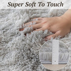 8x10 Area Rugs for Living Room Bedroom, Soft Fluffy Shaggy Bedside Rug, Indoor Floor Carpet for Kids Playroom, Dorms, Nursery Rooms, Home Decor (Tie-Dyed Light Grey 8'x10')