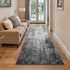 2.6x8 Black Rug Runners for Hallways Kitchen Runner Rug Non Slip Washable Black Long Runner Rugs with Rubber Backing Soft Abstract Carpet Runner for Bedroom, Kitchen, Bathroom, Entryway