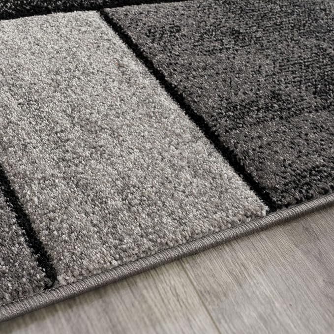 Paco Home Runner Rug Modern Geometric Pattern in Grey White, Size: 2'8" x 9'10"