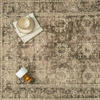 2x5 Washable Runner Rug for Kitchen Hallway Brown Vintage Non-Slip Low Pile Distressed Rustic Carpet Lightweight Vacuumable Soft Throw Rug for Indoor Entryway Bedroom