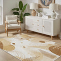 Minimalist Abstract Area Rug 7x9 Beige Boho, Modern Washable Geometric Art Carpet, Soft Non-Slip Low-Pile Carpet for Living Room, Bedroom, Kitchen, Dining Room, Pet Friendly, Non-Shedding, Brown