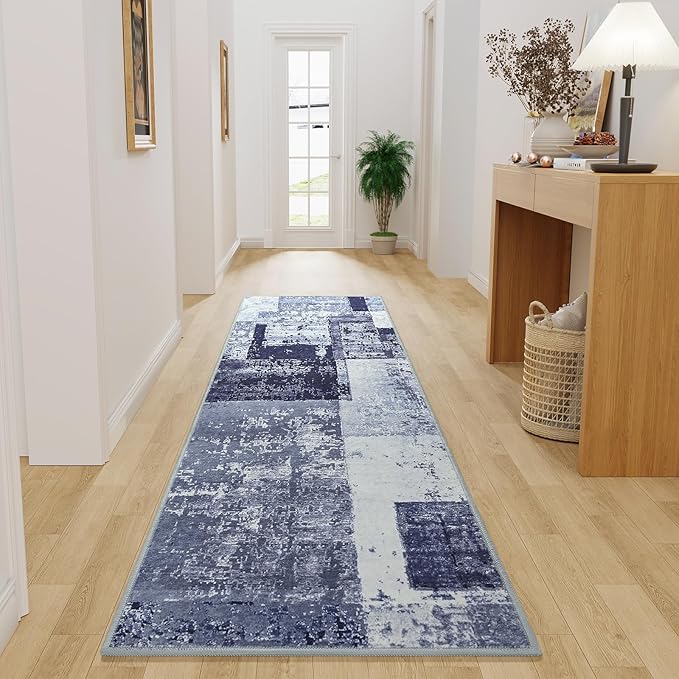 LOCHAS Washable Runner Rugs for Hallway, 2x6 Non Sip Soft Rug for Bedroom Entryway Kitchen Laundry Room, Long Abstract Carpet for Indoor Floor Bedside, Geometric Vintage Home Decor, Pet & kid Friendly