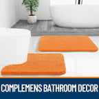 OLANLY Bathroom Rugs 24x16, Extra Soft Absorbent Chenille Bath Rugs, Rubber Backing Quick Dry, Machine Washable Bath Mats for Bathroom Floor, Tub and Shower, Home Decor Accessories, Orange