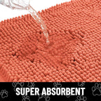 Smiry Dog Door Mat for Muddy Paws, Absorbent Dirt Trapper Non Slip Quick Dry Washable Chenille Mat for Mud Dogs, Entry Rug for Indoor and Outdoor (36x24 Inches, Coral and White)