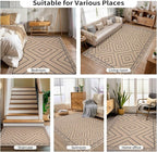 Tangsoo Easy Jute Rug 2x6 Washable Runner Rug for Hallways,Neutral Geometric Ultra Thin Indoor Carpet Runner Farmhouse Long Rnner Mat for Kitchen Entryway Laundry