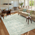 Lahome Vintage 6x9 Washable Green Rugs for Living Room Bedroom, Soft Dining Room Rugs for Under Table, Non Slip Indoor Throw Carpet for Entryway Kitchen Office (6x9ft,Light Green)