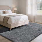Fluffy Rug Shaggy Area Rug, Dark Grey 4x6 Area Rugs for Bedroom, Small Bedside Rug, Soft Fluffy Shaggy Entryway Throw Rugs for Living Room Bedroom Kids Room Home Decor