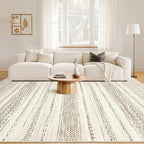 Nakagishi 5x8 Area Rug Living Room: Washable Boho Large Neutral Modern Soft Farmhouse Rugs Stain Resistant Indoor Floor Non-Slip Carpet for Bedroom Nursery Kids Playroom Office Dining Room- Brown