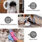 3x10 Washable Runner Rugs for Hallway: Easy-to-Clean Abstract Runners for Entryway Bedroom - Stain and Water Resistant Rugs with Non-Slip Backing - Soft Low-Pile Carpet Brown Khaki White