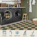 Lahome Checkered Outdoor Patio Easy Jute Rug, 3x5 Dark Green Washable Front Porch Door Rug, Farmhouse Indoor Outdoor Carpet Non Slip Non Shedding Carpet for Entryway Living Room Deck