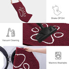 Smiry Dog Door Mat for Muddy Paws, Absorbent Dirt Trapper Non Slip Quick Dry Washable Chenille Mat for Mud Dogs, Entry Rug for Indoor and Outdoor (47x32 Inches, Burgundy and White)