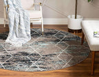 Unique Loom Trellis Frieze Collection Area Rug - Geometric (8' Round, Blue Multi/ Ivory)