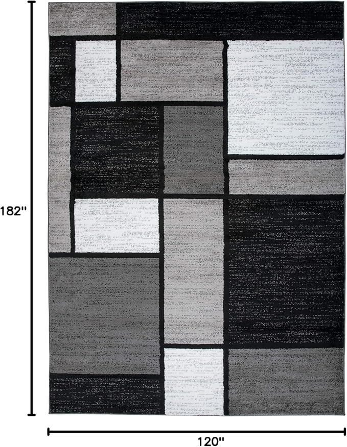 Rugshop Contemporary Modern Boxes for Entryway,Home Office,Living Room,Bedroom,Kitchen Non Shedding Area Rug 4' x 6' Gray
