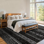 BESTSWEETIE 9x12 Area Rugs for Living Room Washable Moroccan Farmhouse Neutral Geometric Low Pile Non-Slip Soft Print Pattern Rug for Bedroom Kitchen Dining Room Entryway Black/White