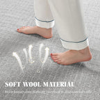 Shilucheng Wool Rug 8x10 Non-Slip, Blend 80% Wool and 20% Cotton Rugs for Living Room, Bedroom, Dinning Room, Soft Durable Cotton Backing Modern Area Rug (Gray/White)