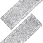 jinchan Fiora Runner Rug 3x10-2pcs Kitchen Washable Vintage Hallway Rug Floral Print Floor Cover Indoor Thin Retro Mat Accent for Bathroom Laundry Room Bedroom Office Farmhouse (Double, Grey)