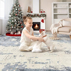 7x9 Area Rug Living Room Rugs - Washable Neutral Modern Abstract Soft Thin Rug Indoor Floor No Slip Rug Carpet for Bedroom Under Dining Table Home Office Decor - Blue/Light Brown